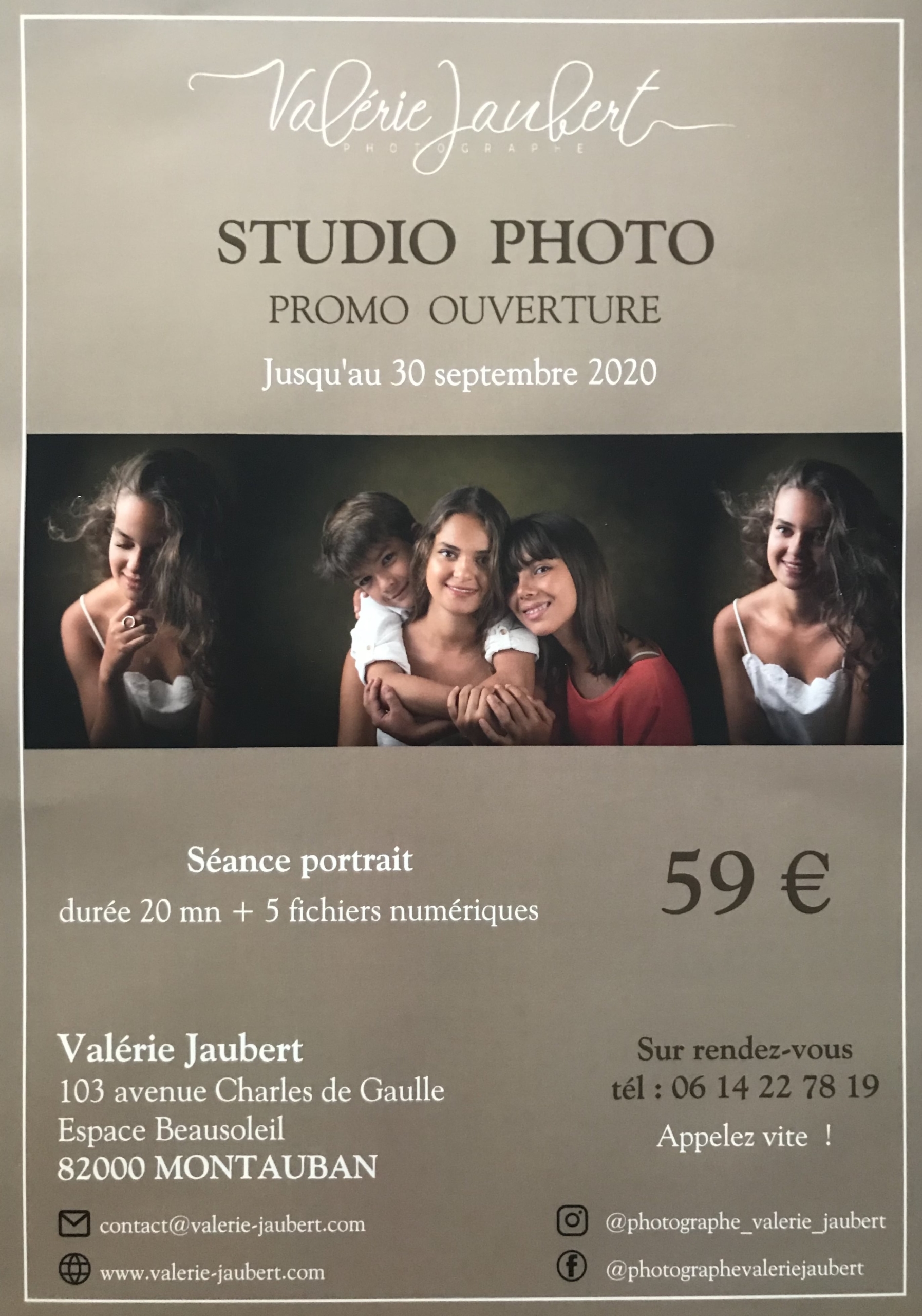 Tarif Promo ouverture studio photo